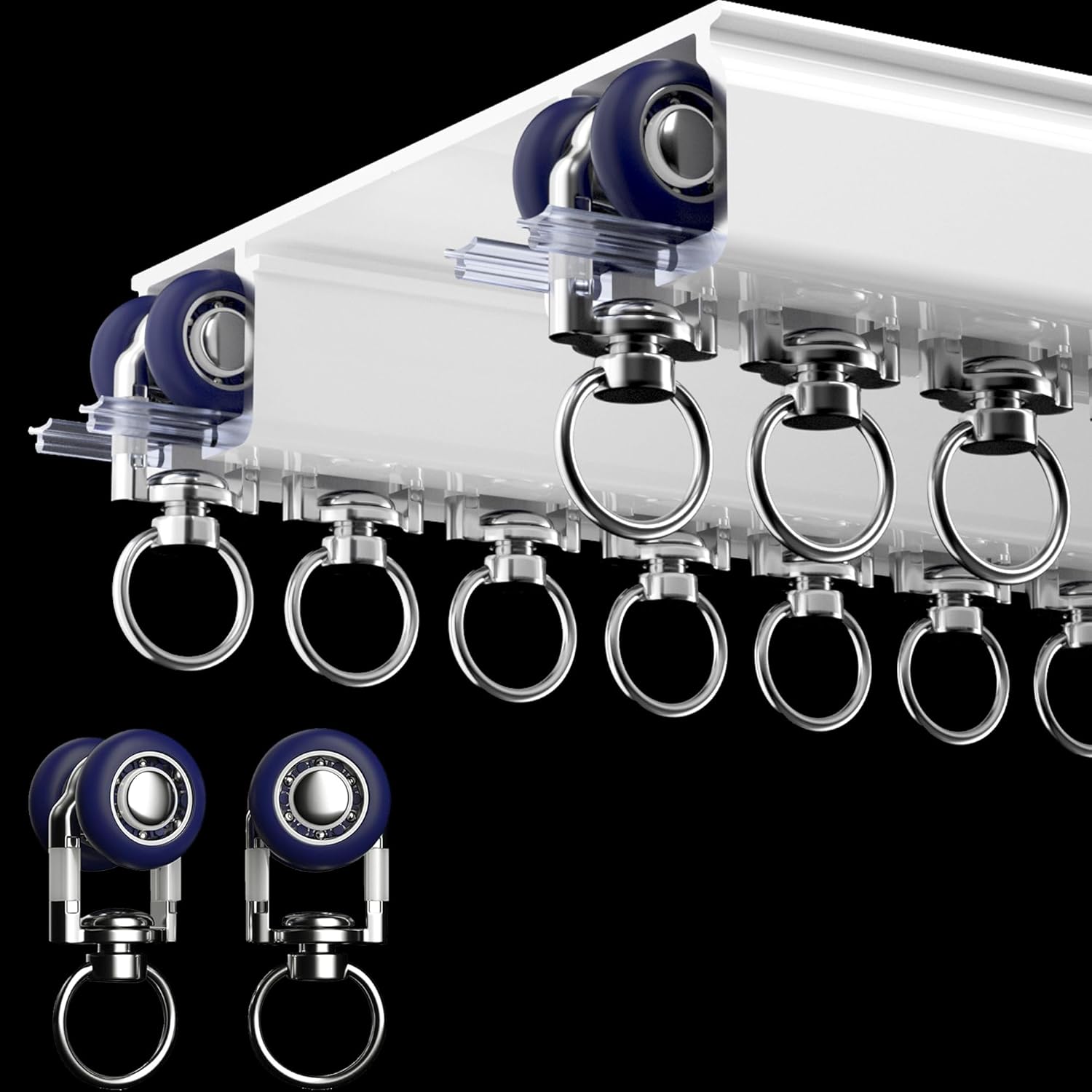 Ceiling Mounted Curtain Track System - Double Rails for Curtains & Drapes - Room Dividers - Sliding Curtain Rail for Window (white, 2m)