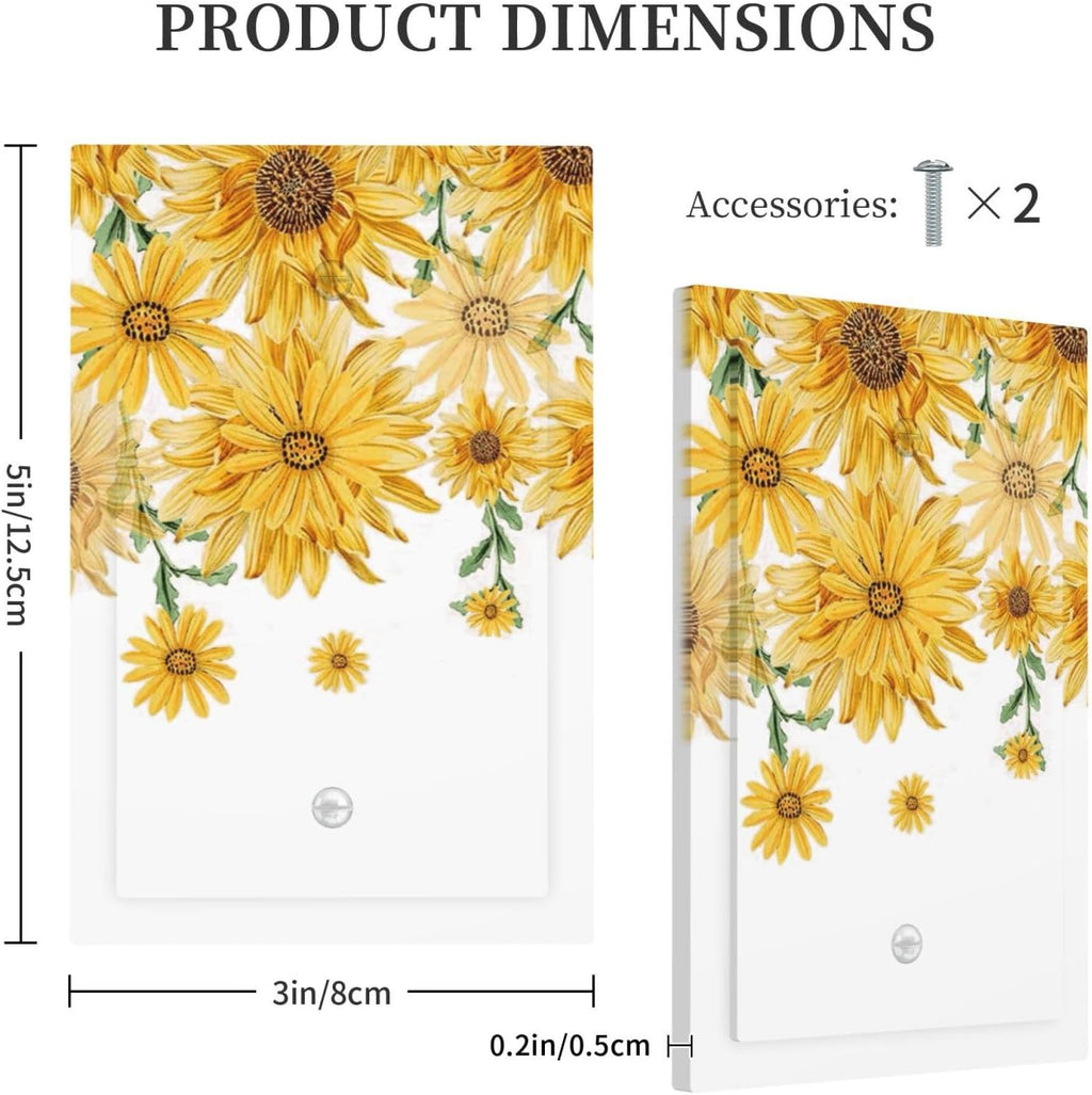 Sunflower Yellow Flowers Floral Light Switch Cover Plate 1 Gang No Device Blank Electrical Wall Plates Faceplate Decorative Switch Plate for Bed Room Living Room Decor