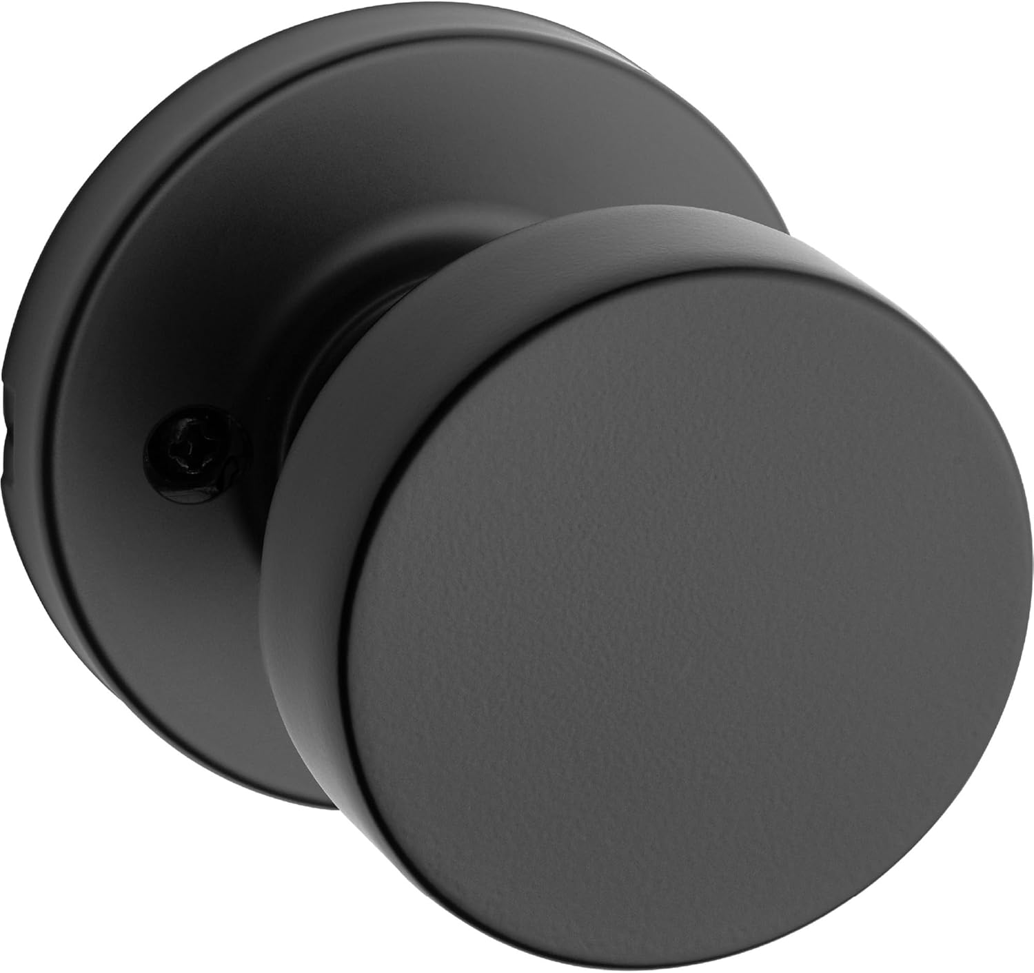 Kwikset Pismo Dummy Door Knob, Single Sided Handle for Closets, French Double Doors, and Pantry, Matte Black Non-Turning Interior Push/Pull Door Knob, with Microban Protection