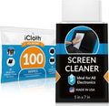 iCloth Large Screen Cleaning Wipes for Electronics, Lint-Free and Streak-Free, Fast-Drying, Removes Dust, Fingerprints, and Smudges (100 Wipes)