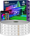 zoegi Outdoor LED Strip Lights Waterproof,Music Sync RGB IP68 Outside Led Light Strips Waterproof with App and Remote,Exterior Led Rope Lights for Deck,Balcony,Roof,Garden,Pool (50FT)