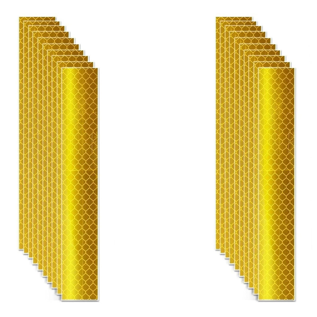 Non Fading Yellow Reflective Stickers 1 inch X 6 inch, Outdoor Waterproof High Visibility Warning Safety Adhesive Reflector Tape (20 Pcs)
