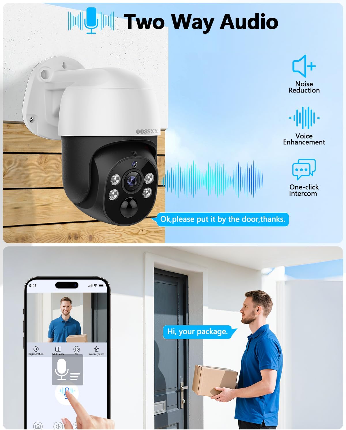 4K PT PoE Outdoor Wired Security Camera System Home Wired Cameras Video Surveillance