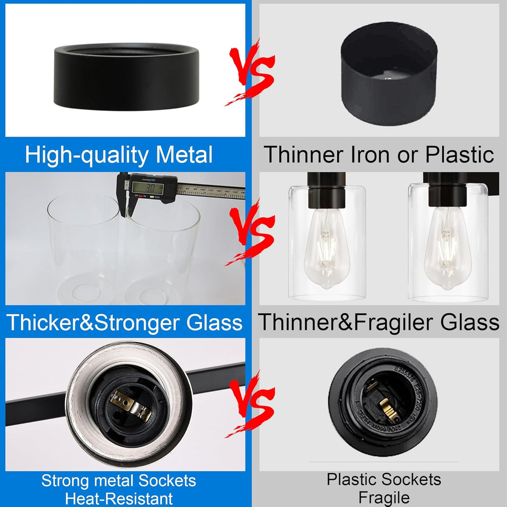 MELUCEE Black Vanity Light Fixture 6-Light Industrial Metal Wall Sconce Bathroom Lighting for Bedroom Hallway Kitchen, Clear Glass Shade Included (Patent No.: US D963914 S)