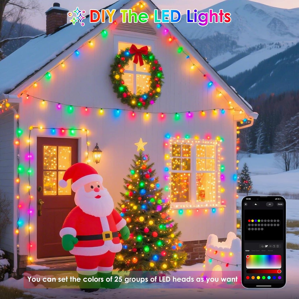YIQU Smart Color Changing Christmas Lights, 66 FT 200 LED RGB String Lights with Remote App Control and Timer, Music Sync Multiple Modes Twinkle Mini Light Waterproof Indoor Outdoor