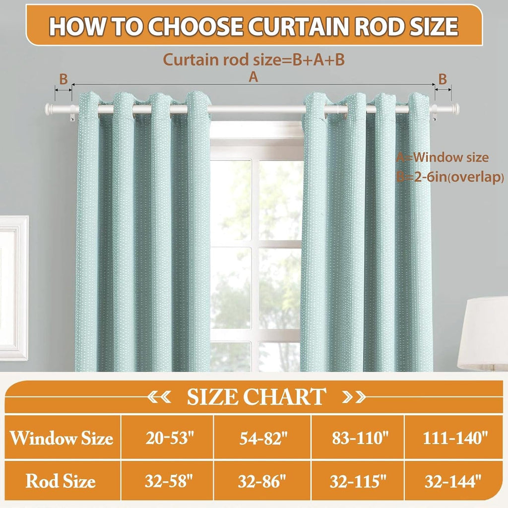 TONIAL Curtain Rod 32 to 58 Inch, Telescoping Splicing 3/4 Drapery Rods for Windows Decorative Single Rod with Small Cap End, Warm White