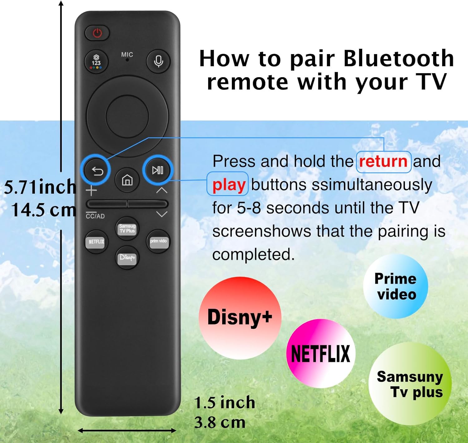 Replacement for Samsung BN59-01432A Solar Remote Control Compatible with Neo QLED 8K HDR Smart TVs