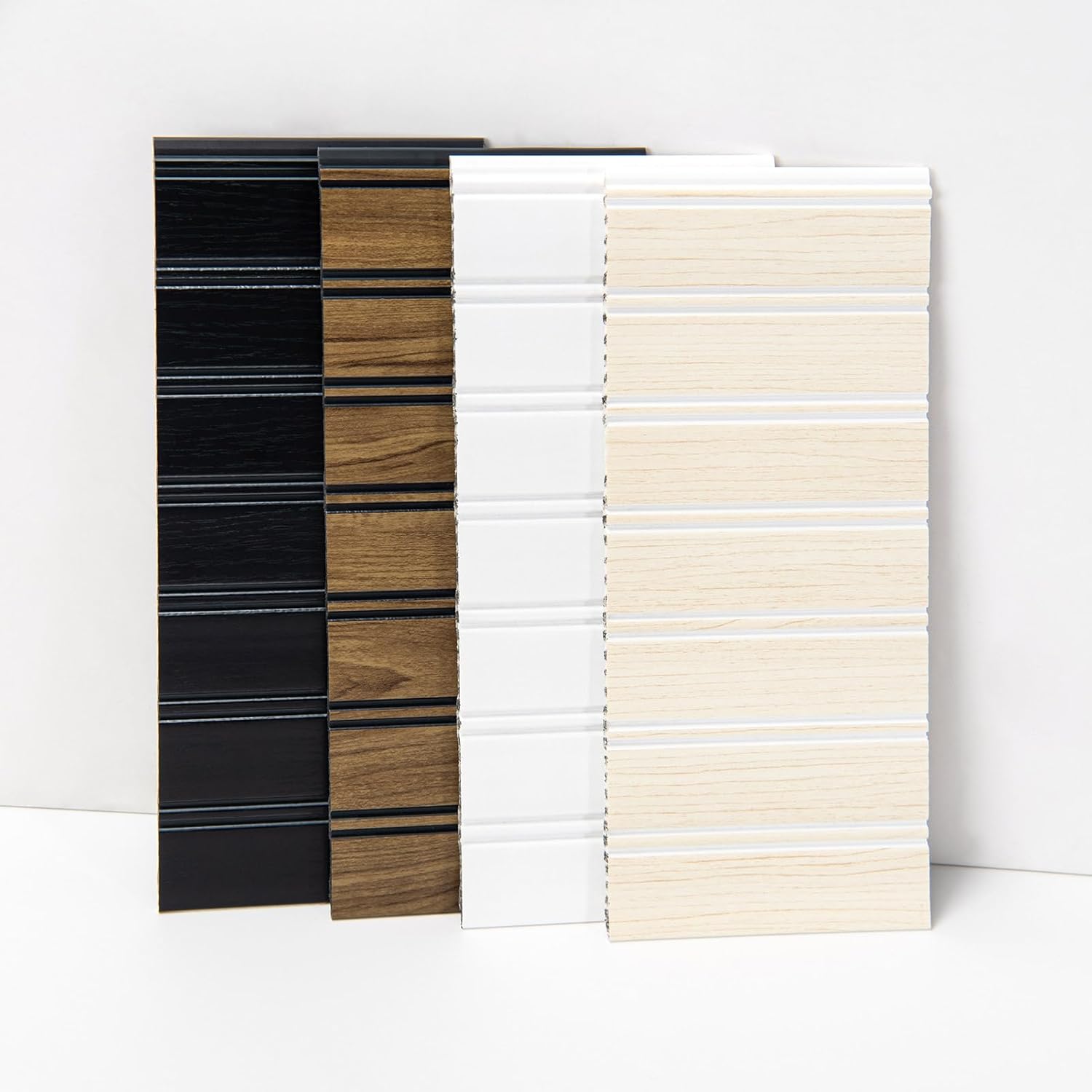 Art3d Wainscoting Wall Panel 4-Pieces Sample Kit, Beadboard Panels for Walls, 4 Color Polystyrene Board and Batten Wall Panel Sample Kit