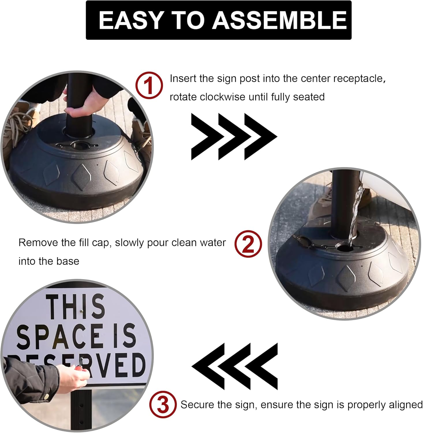 OrangeStar 6-Pack 41" Commercial Sign Holder with Water Weighted Base Set Kit, Portable Warning Sign Stand for Parking Lots, Construction Sites, Events, Includes Bolts & Nuts
