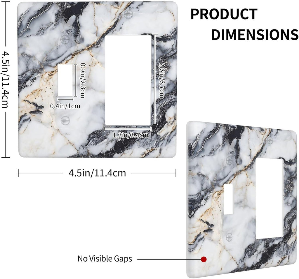 Outlet Covers Black Gold Marble Abstract Modern Luxury 1 Toggle 1 Rocker Combo Light Switch Cover Plate Decorative Switch Plate Covers Electrical Wall Plate for Bedroom Home Decor