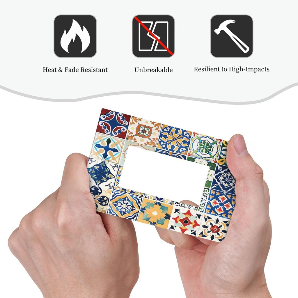 Decorative Outlet Covers Moroccan Traditional Mexican Talavera Til 1 Gang Single Rocker Light Switch Cover Plate Wall Plates GFCI Faceplate for Kitchen Home Decor