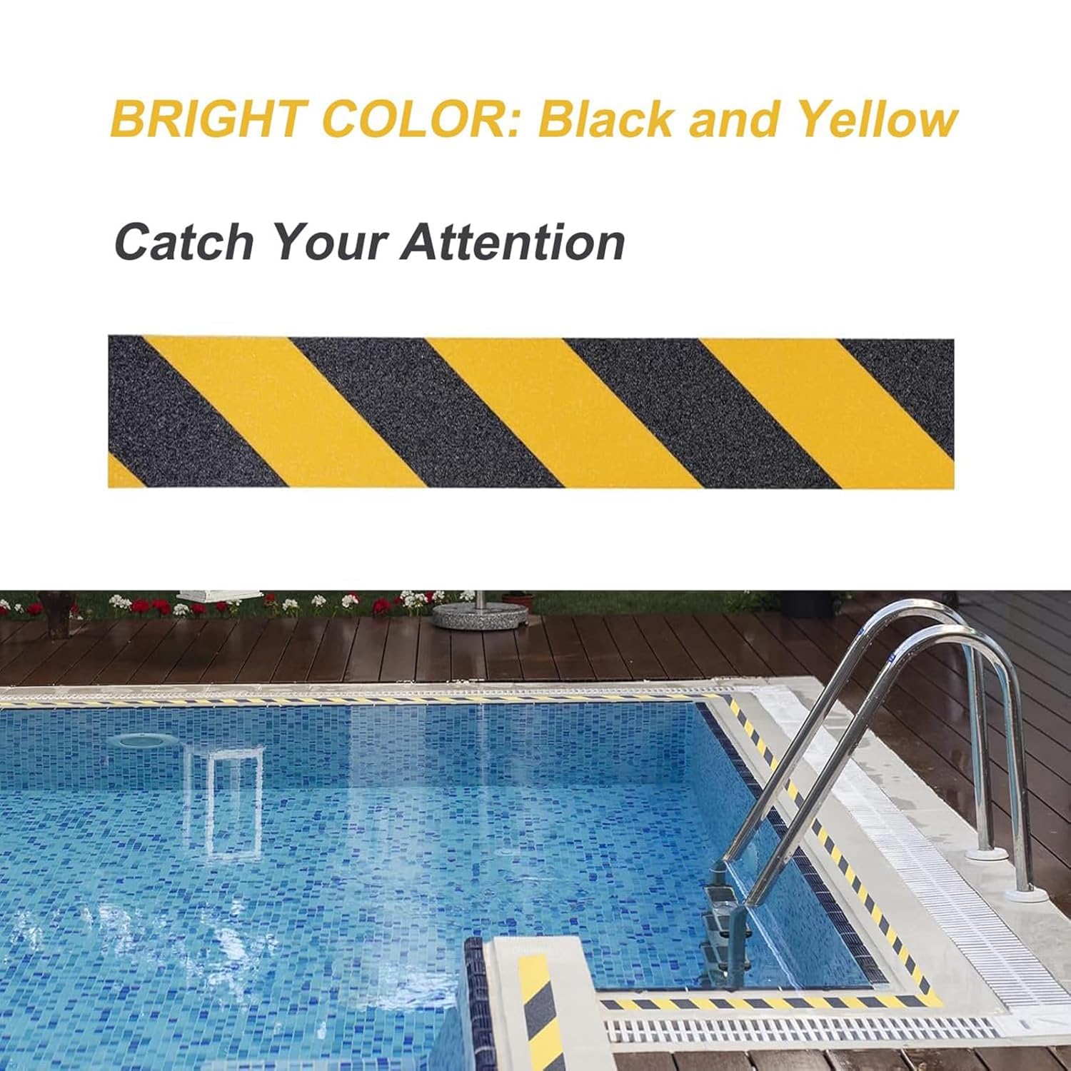 Anti Slip Tape 4" x 16.4 Ft Black and Yellow Heavy Duty Waterproof Grip Tape, High Traction Non-Skid Adhesive Roll for Stair Steps, Wood, Concrete Floors, Staircases, Outdoor/Indoor Use