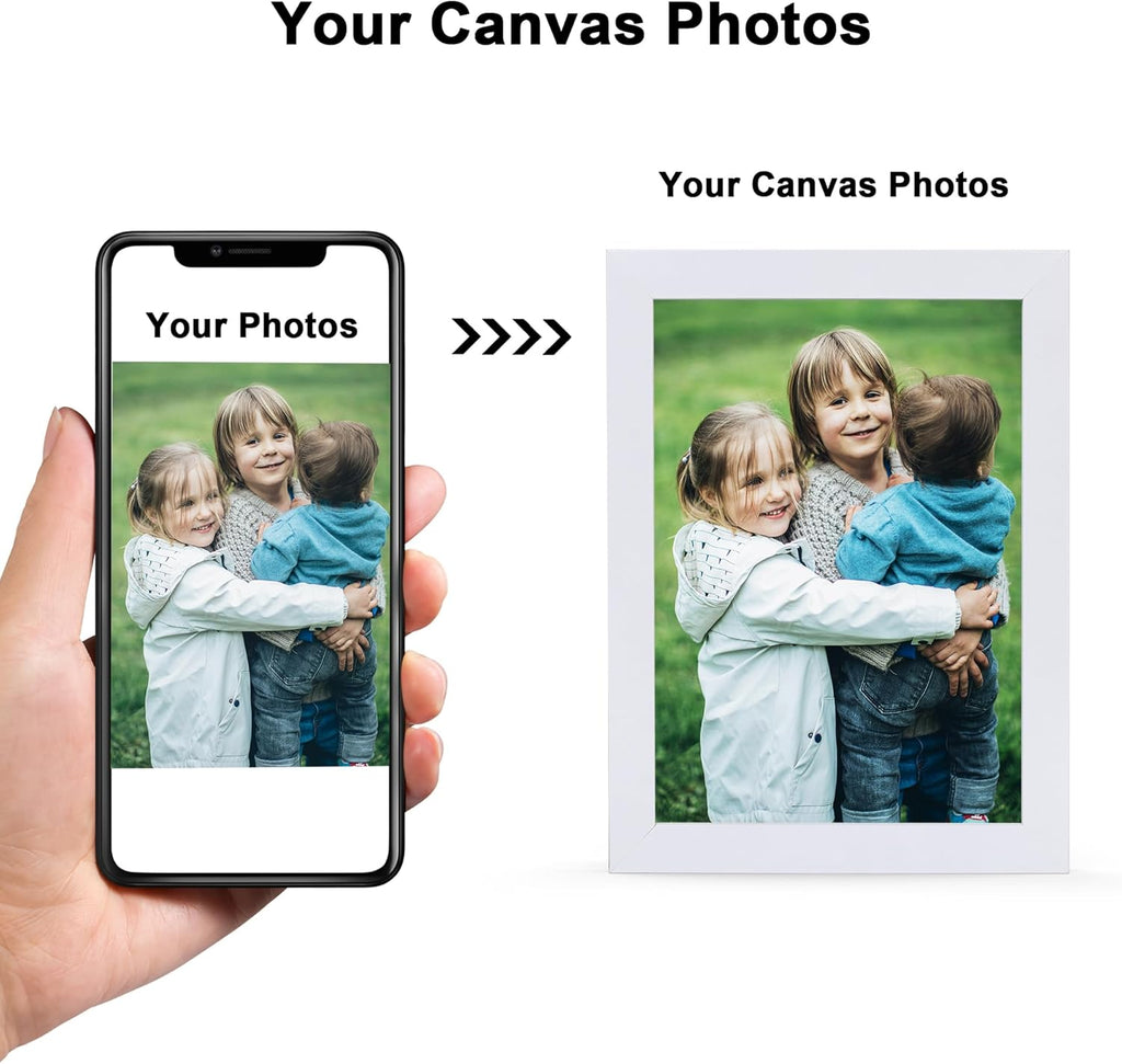 Custom Canvas Photo Prints with 8x10in Picture Framed, Personalized Picture Canvas Wall Art, Wall and Tabletop Display Photo Frame for Family Gifts for Mom/Men (White)