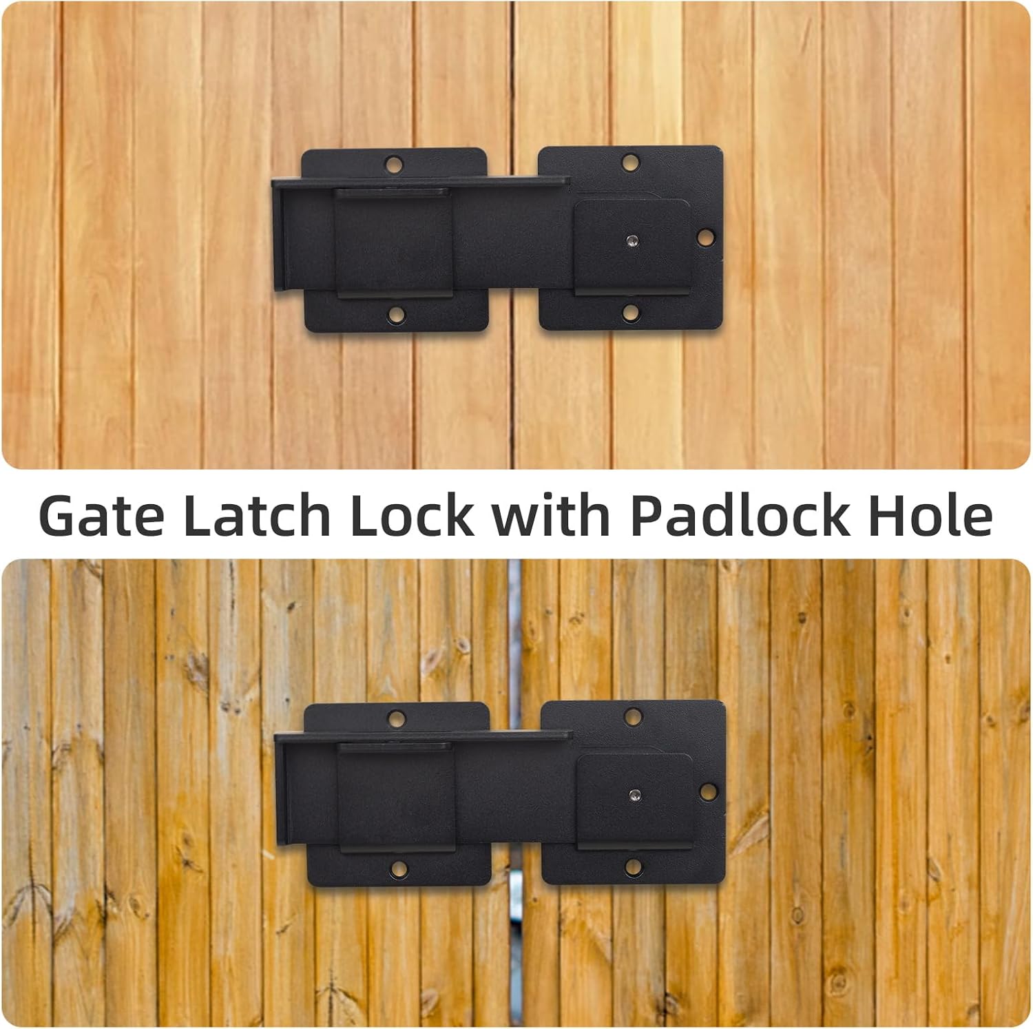1Pack Flip Gate Latch Lock with Padlock Hole,4mm Heavy Duty Steel Adjustable Door Lock for Swing Open Door, Outdoor Gate, Wooden Fence, Barn Door, Shed, Garage, Yard