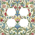Outlet Covers Boho Red Floral Morris Plant Leaves 2 Gang Double Duplex Decorative Light Switch Covers Electrical Wallplates Socket Faceplate For Farmhouse Cabin Decor