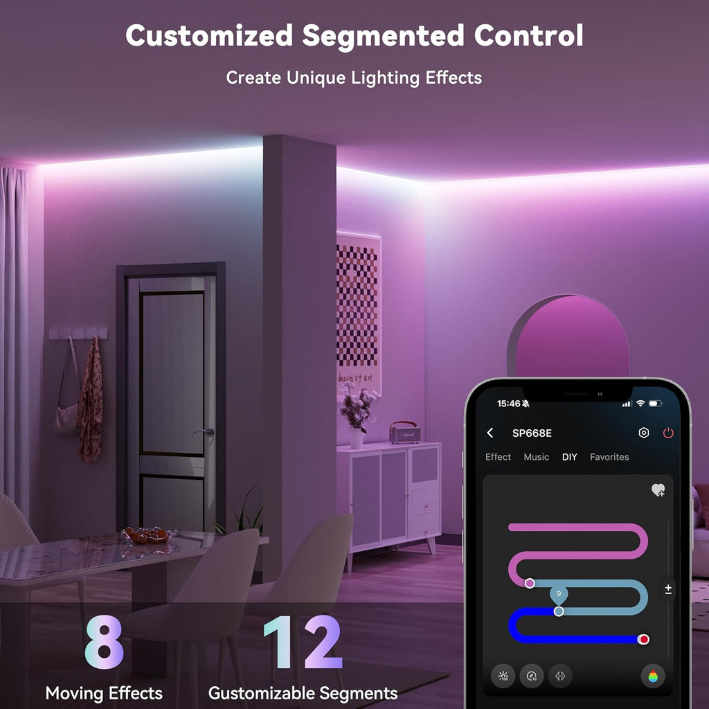 MIWISE COB LED Strip Light,RGB Smart IC COB LED Strip Lights Music Sync Bluetooth with APP Control,Addressable Color Chasing DIY 16M Colors,LED Tape Lighting for Bedroom Home Party Decor,9.84ft