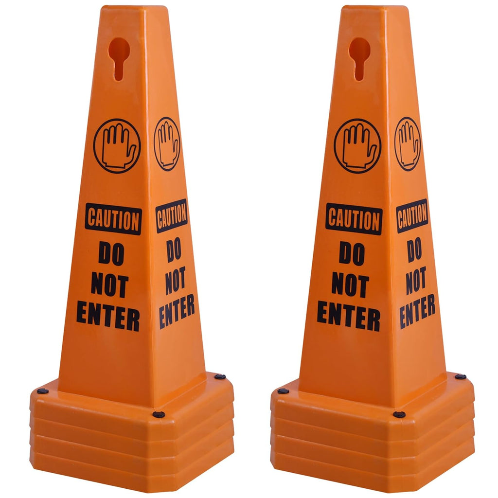 OrangeStar 8-Pack Do Not Enter Traffic Cones, Orange Four Sided No Entry Message Safety Cones with Heavy Rubber Base for Indoor/Outdoor Use