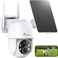 Solar Security Cameras Wireless Outdoor 2K, Self Charged WiFi Cameras for Home Security Battery-Powered, 360°PTZ 3MP Color Night Vision, IP66,Two-Way Audio, Alexa/Google Assistant,2.4Ghz Only