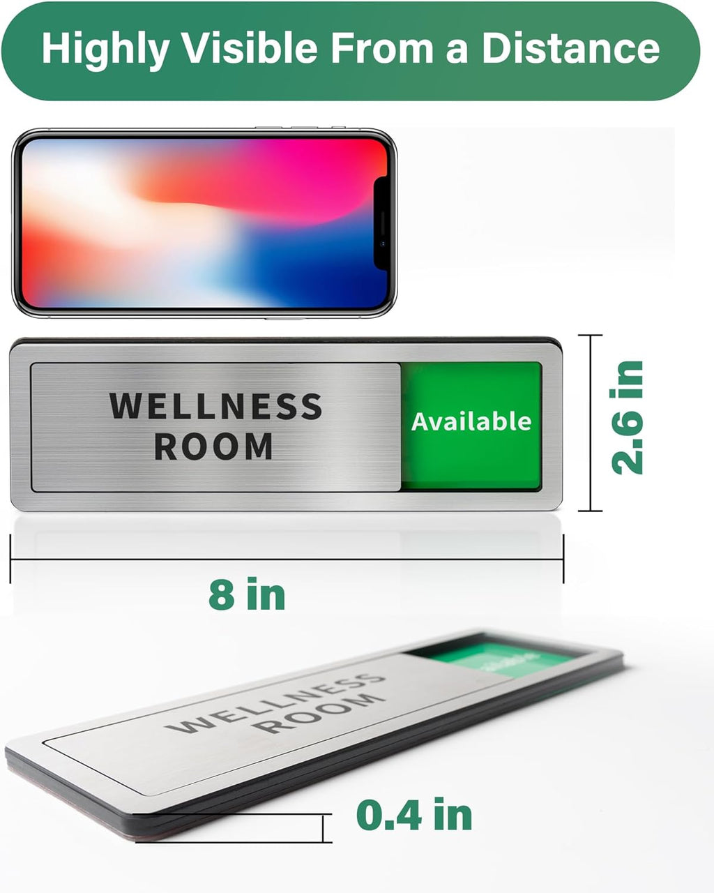 Bathroom Sliding Door Signs, Restroom Signs for Business Vacant Occupied Restroom Sign In Use/Available Slider Sign for Home Office Or Public Bathroom Door, Brushed Silver Stainless Steel