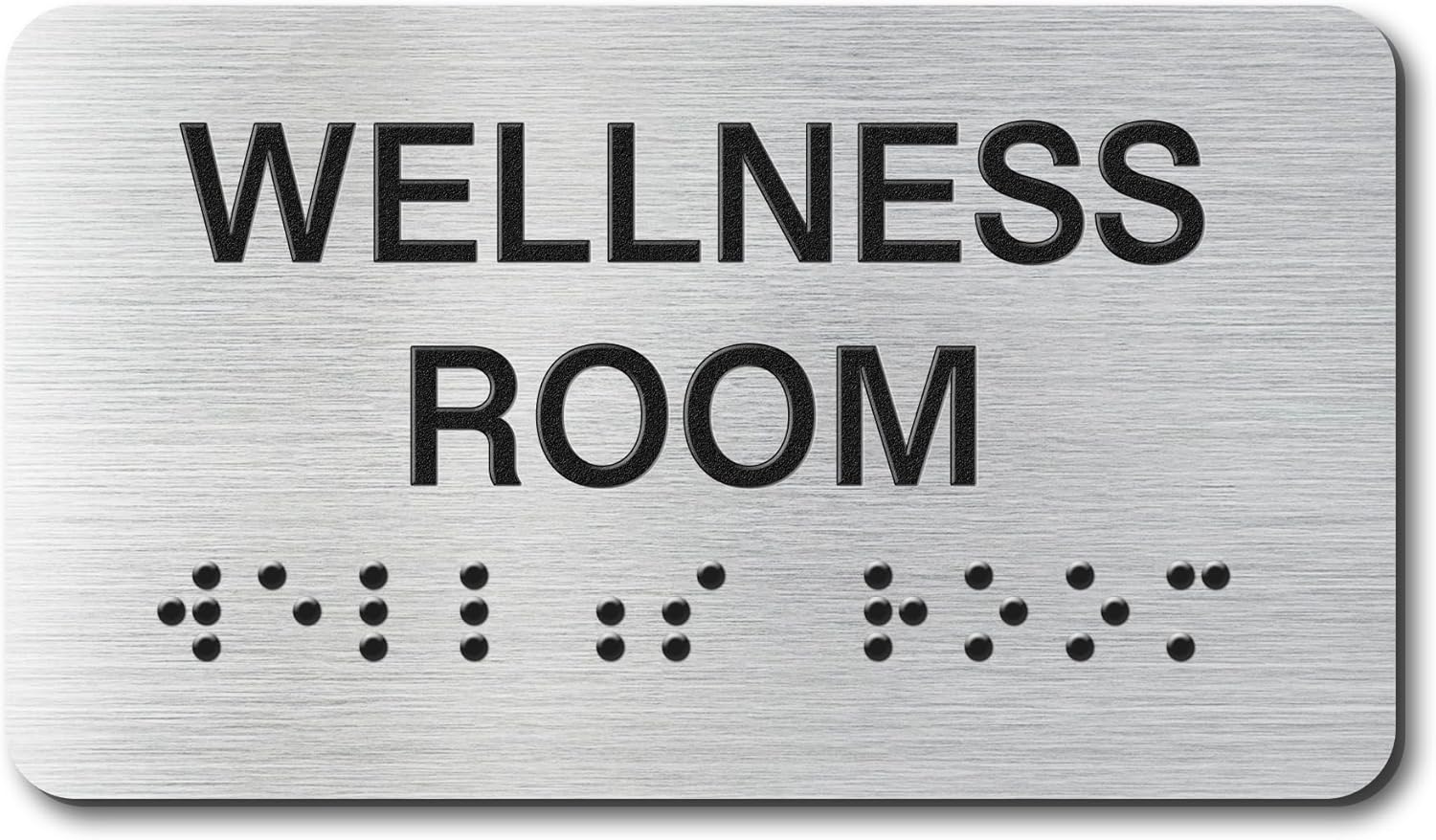 Wellness Room Signs with Raised Text & Grade 2 Braille, Brushed Aluminum/Silver Finish Easy Install with Double-Sided Tape, ADA Compliant Wellness Room Door Sign for Businesses & Offices