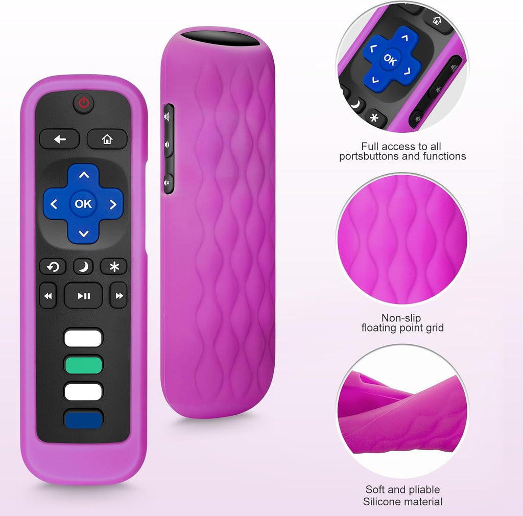 2 Pack for Roku Remote Cover,Silicone Controller Case Green and Purple