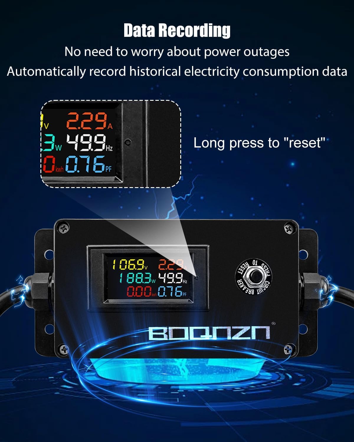 20A 125V AC Power Meter, NEMA 5-15P to NEMA 5-20R Outlet Monitor, Multifunction Energy Monitor Voltage Current Frequency Power Factor, LCD Display Digital Multimeter Tester