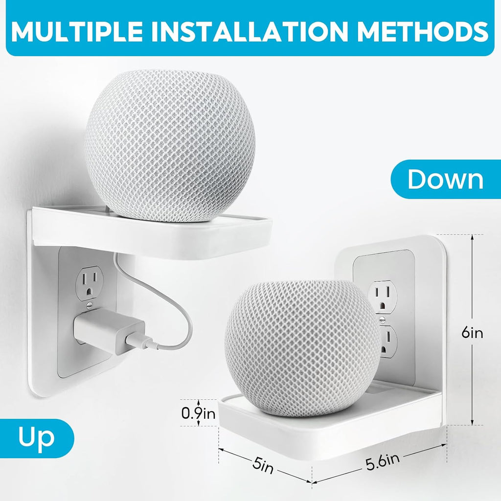 Outlet Shelf, Bathroom Wall Holder with Built-in Cable Management, Wall Organizer for Smart Home Decor Space Saving Electric Toothbrush Use as Echo Holder (Decora-style rectangular, 1, Pack)