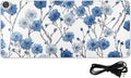 Heated Desk Pad Mouse Pad 31.5x13 Inch PU Leather Desk Mat with 3 Heat Levels Large Mouse Gaming Computer Laptop Mat Washable Chinese Style Cornflower