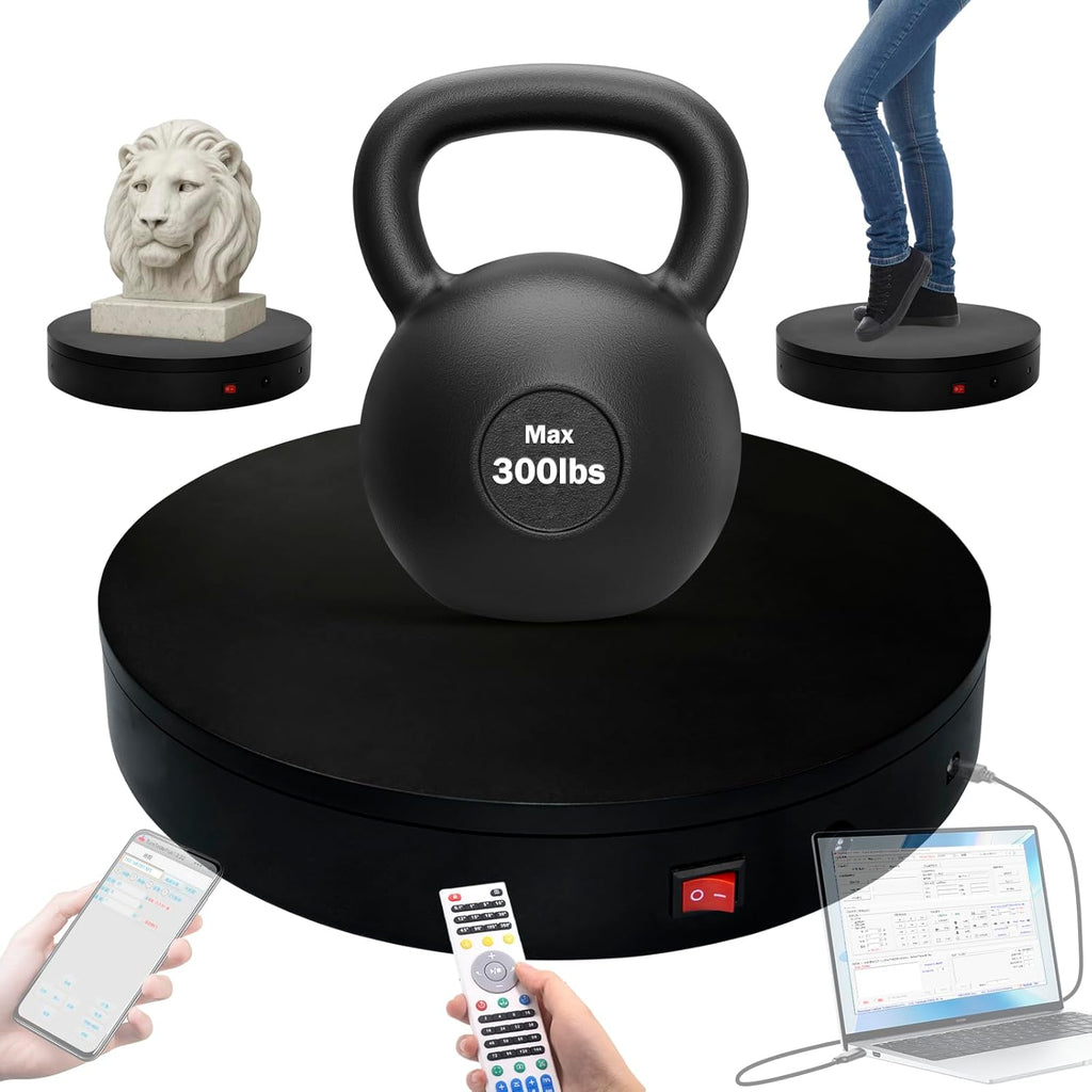 Programmable Motorized Electric Turntable Command-Controlled Rotating Platform Photography Turntable Secondary Development Motorized Electric Lazy Susan for 3D Scaner or Display with USB/Wi-Fi