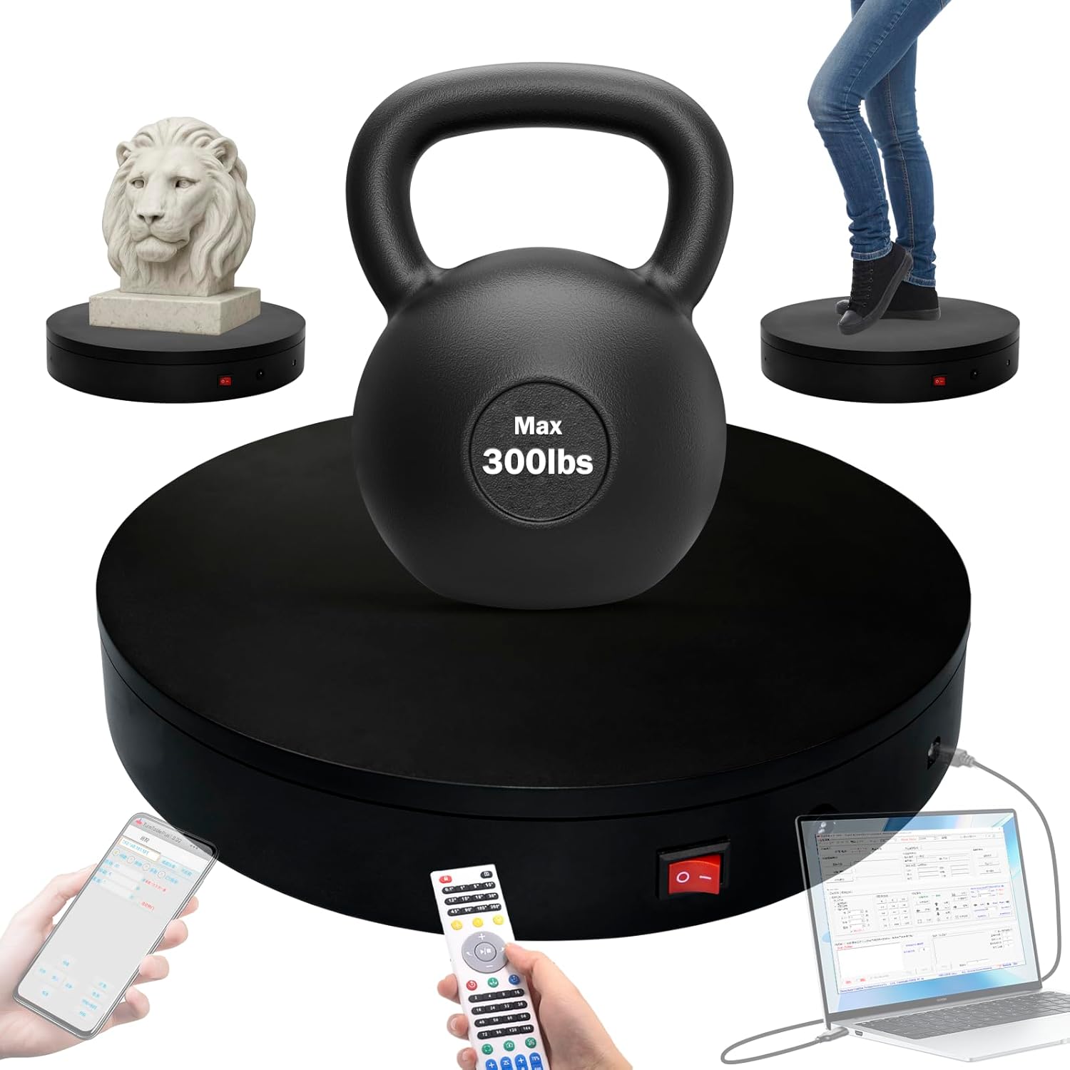 Programmable Motorized Electric Turntable Command-Controlled Rotating Platform Photography Turntable Secondary Development Motorized Electric Lazy Susan for 3D Scaner or Display with USB/Wi-Fi