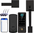 Fingerprint Door Lock with Handle Sets, BEBASIA Keyless Entry Door Lock, Bluetooth Front Door Lock Set, Smart Deadbolt, Electronic Keypad Digital Lock with Handle, Aged Bronze
