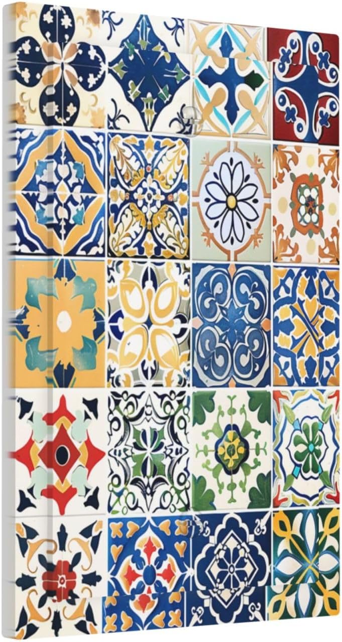 Light Switch Cover Plate Moroccan Traditional Mexican Talavera Til 1 Gang No Device Blank Electrical Wall Plates Faceplate Decorative Switch Plate for Kitchen Home Decor
