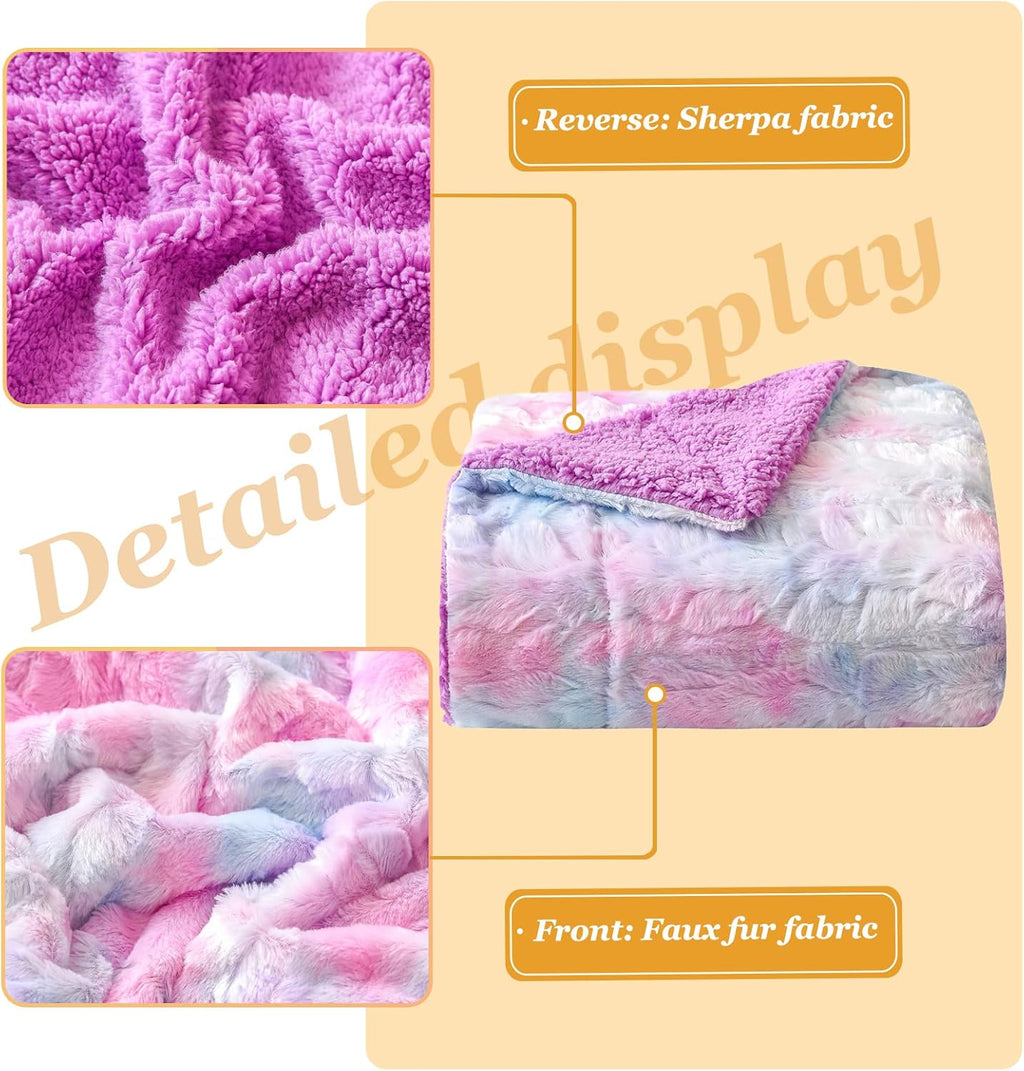 NEWCOSPLAY Super Soft Faux Fur Blanket Twin Size Multi Purple Sherpa Fuzzy Plush Warm Blanket for Sofa Bed (Multi Purple, Twin(60"x80"))