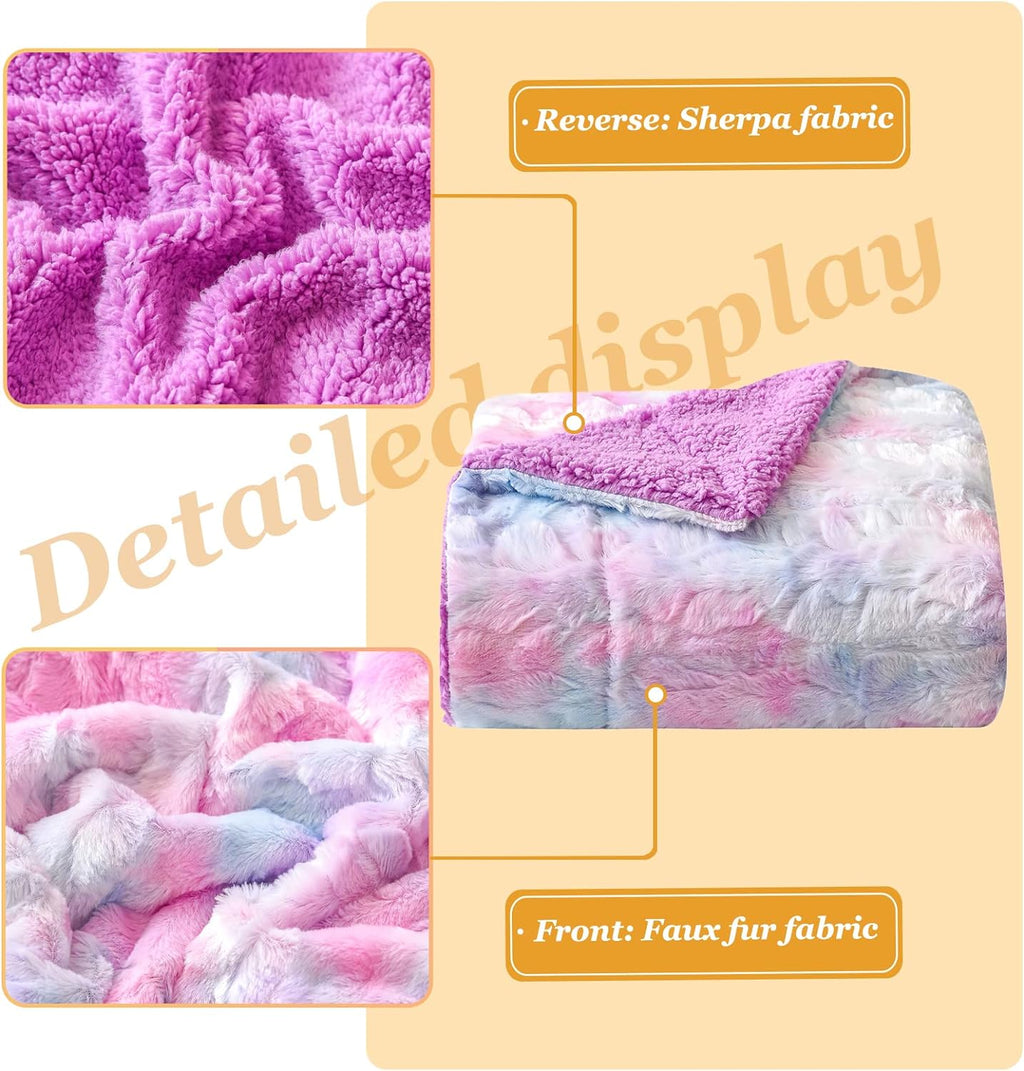 NEWCOSPLAY Super Soft Faux Fur Throw Blanket for Couch Multi Purple Sherpa Fuzzy Plush Warm Blanket for Sofa Bed (Multi Purple, Throw(50"x60"))