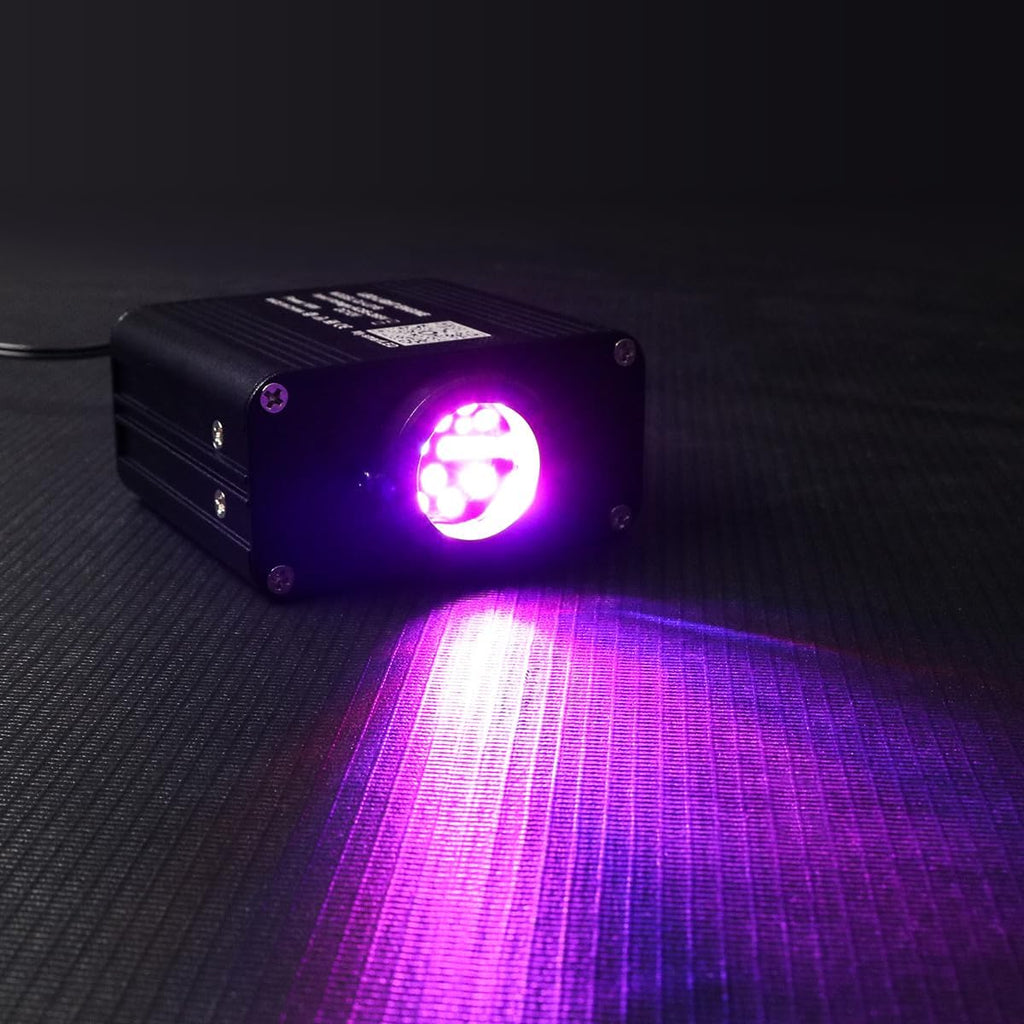 AZIMOM Small Size 16W Twinkle& Sound Activated Fiber Optic Light Source RGBW Light Box Engine Diver APP/Remote Control Music Sensor Mode for Car Home Star Ceiling Light Effect Decoration