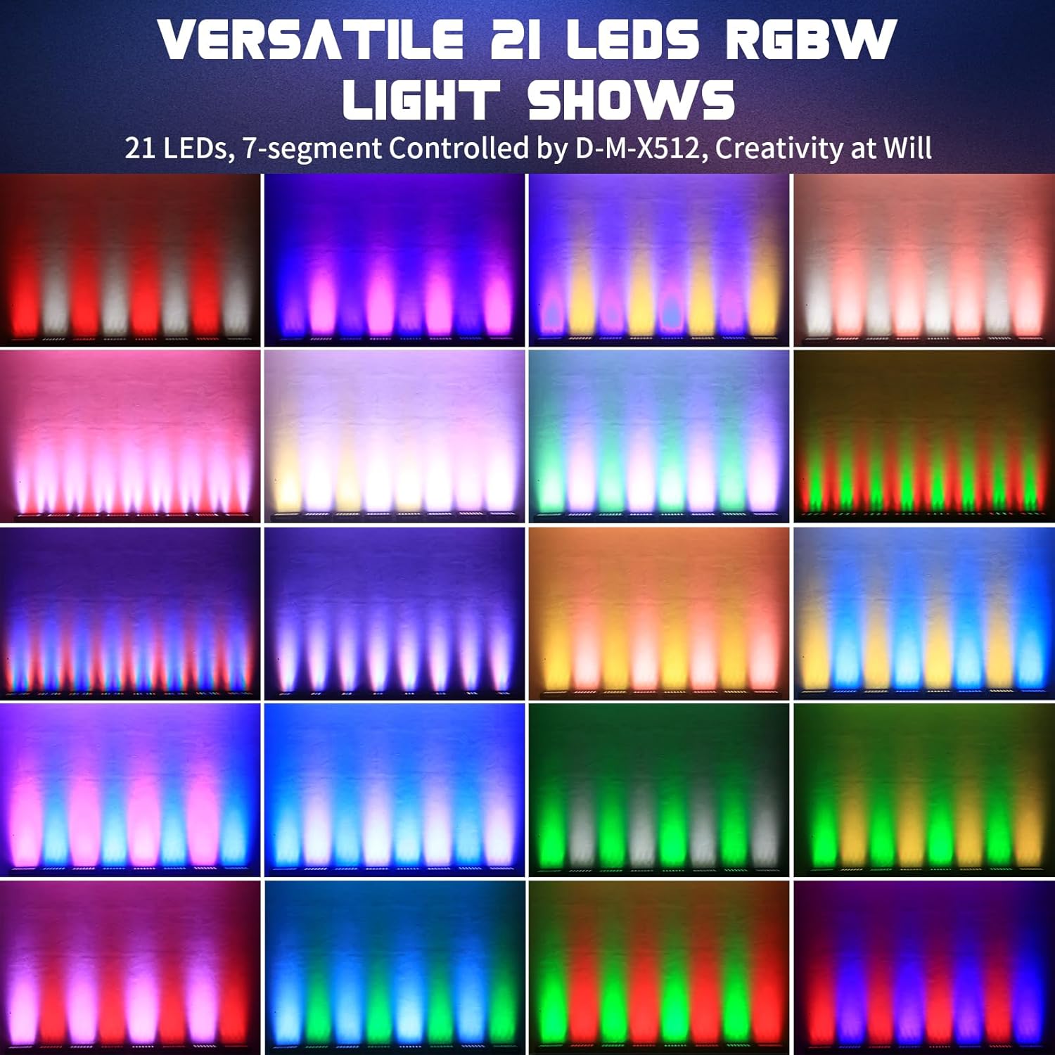 Stage Wash Light 21x15W LED RGBW Dj Lights for Parties, DMX Control Sound-Activated Stage Lighting Bar for Wedding Disco Party (1, 21 Lights)