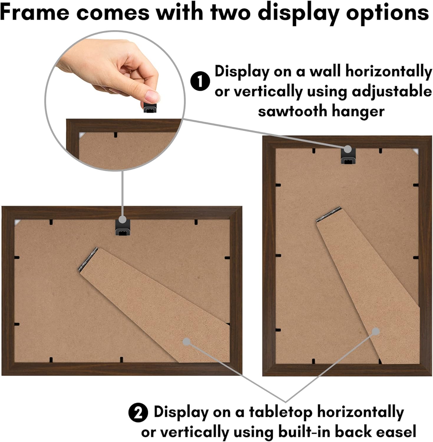 Americanflat 8x12 Picture Frame with Shatter-Resistant Glass - Signature Collection - Gallery-Style Frames Made of Engineered Wood - Photo Frame for Tabletop and Wall Display - Walnut