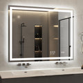 STARLEAD 28"x36" LED-Bathroom-Mirror-with-Lights, Wall-Mounted with Clock, Anti-Fog, 3 Color Temperature, Dimmable Brightness, Waterproof, Tempered Glass, Frontlit & Backlit