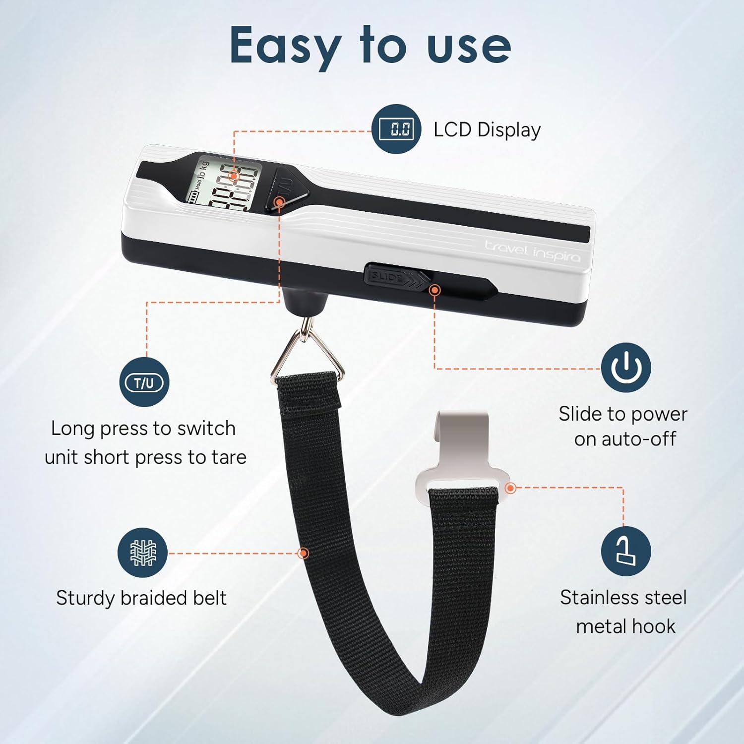 Battery-Free Luggage Scale, Travel Essentials, Portable Handheld Suitcase Weight Scale for for Travel Accessories, 110lbs/50kg