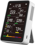 Professional Indoor Air Quality Monitor with AQI Alarms, Portable Real-Time Detector for Home Cars Plants and Pets (Cold White)
