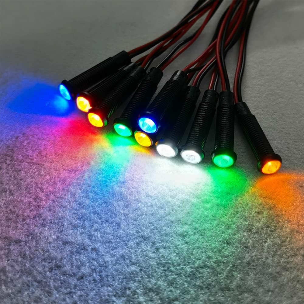 10pcs LED Plastic Indicator Pilot Light 110VAC Mounting Hole Size 6mm(Red/Orange/Blue/Green/White)