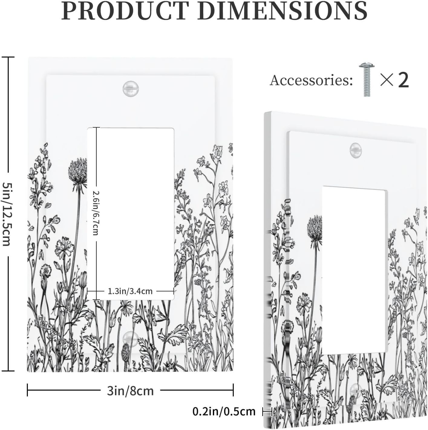 Decorative Outlet Covers Floral Wildflower Rustic Plant Leaves 1 Gang Single Rocker Light Switch Cover Plate Wall Plates Gfci Faceplate For Farmhouse Cabin Decor