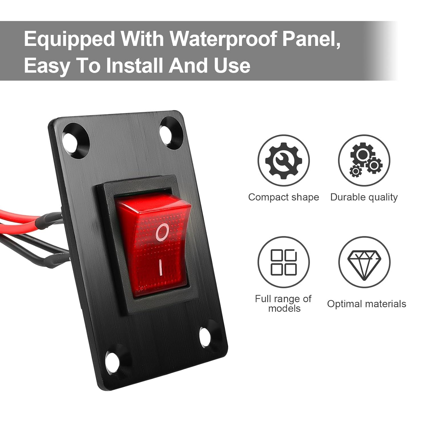 1Pcs Red LED KCD4 Boat Rocker Switch 2-Position 4-Pin Pre-Wired DPST Panel Switch 16A 250VAC 20A 125VAC, CE