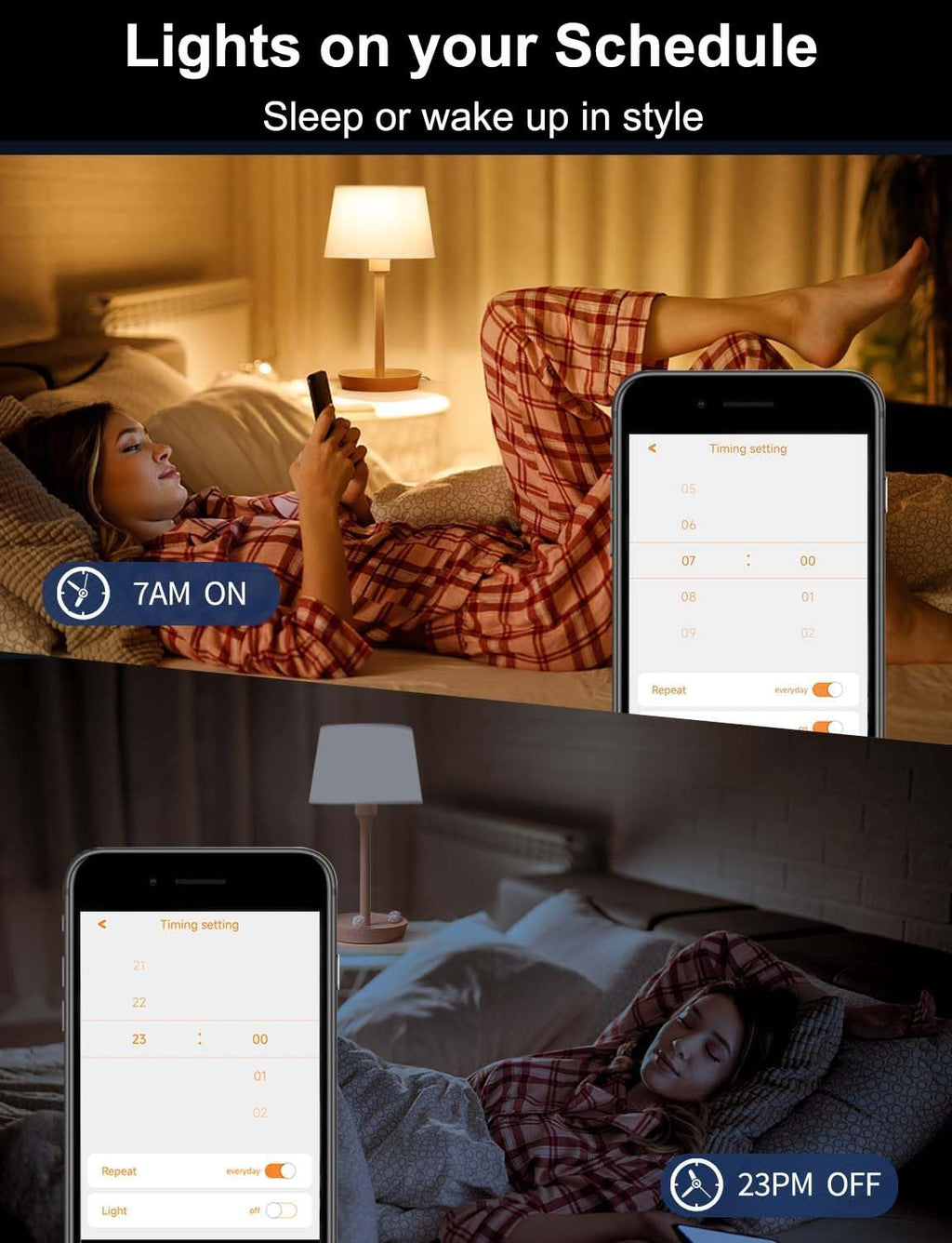 Vinaco A19 Smart LED Bulb 9W 800LM, 60W Equivalent, RGB Color Changing Light Bulb Work with Alexa & Google Assistant, WiFi Bluetooth Light Bulbs E26 Base, Smart A19 Dimmable Light, No Hub Needed
