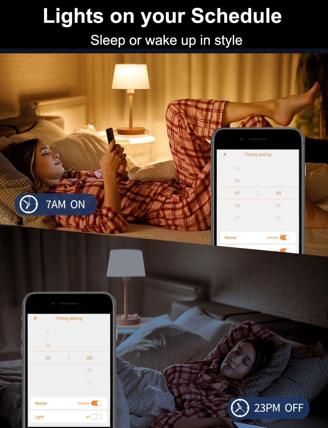 Vinaco A19 Smart LED Bulb 9W 800LM, 60W Equivalent, RGB Color Changing Light Bulb Work with Alexa & Google Assistant, WiFi Bluetooth Light Bulbs E26 Base, Smart A19 Dimmable Light, No Hub Needed