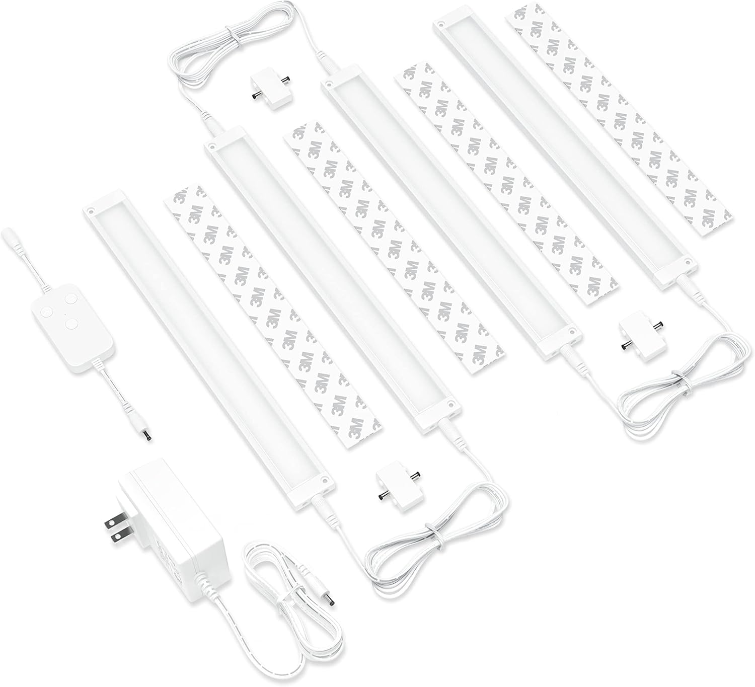 EShine 4 Pack 12 inch White Smart Dimmable LED Under Cabinet Lighting Kit Compatible with Alexa, Google - Cool White (6000K)