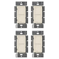 Lutron Caseta Original Smart Light Switch (Lutron Smart Hub Required), for Home, LED, and Fans, 6 Amp, Single-Pole/3-Way, Neutral Required, PD-6ANS-LA-4-Pack, Light Almond, 4 Pack