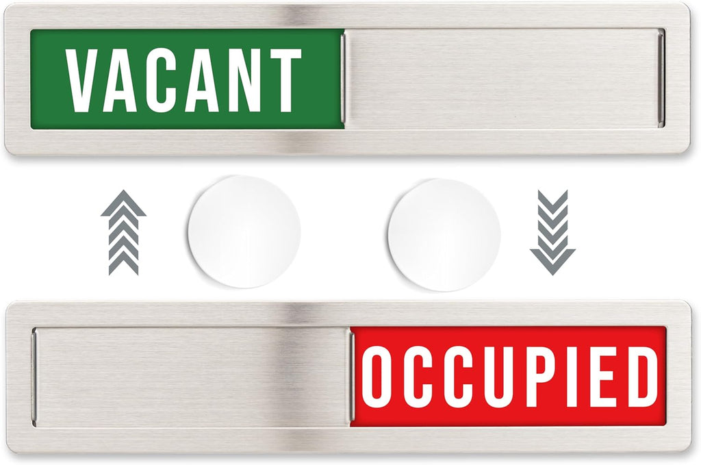 Stainless Steel Vacant/Occupied Privacy Sign for In Out Office Room Use, Vacant and Occupied Bathroom or Business Indicator Signs - Green & Red Professional Design