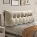 WOWMAX 85% Linen 15% Cotton Blend Headboard Pillow – King Size Reading Wedge Backrest for Bed, Handmade Firm Support Bolster Cushion with Removable Cover, Premium Bed Rest Pillow, Natural Color