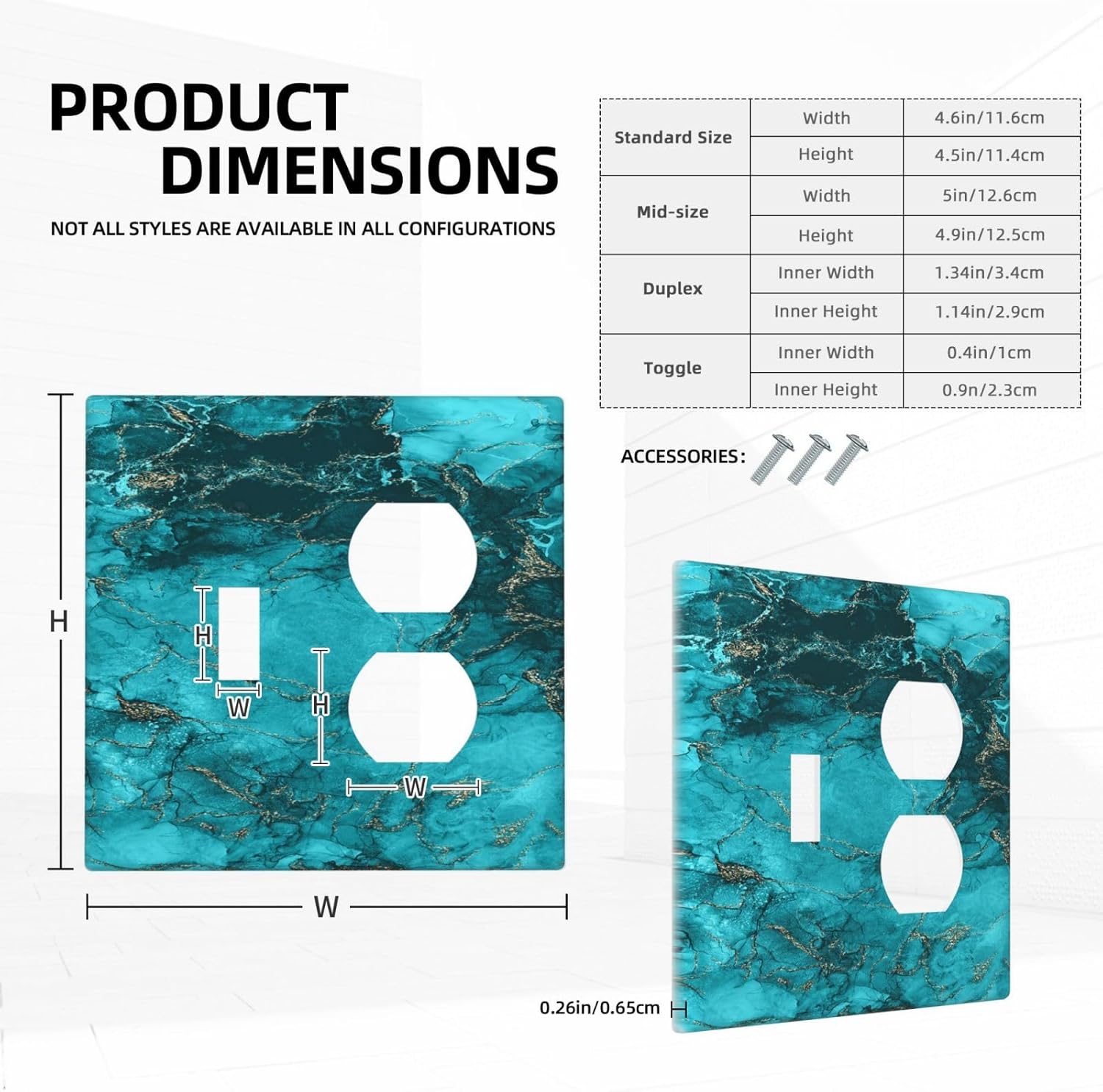 Decorative Outlet Covers Modern Abstract Turquoise Blue Marble Texture 2 Gang Wall Plate Single Toggle Duplex Combo Light Switch Covers Switch Plate Cover for Bathroom Home Decor